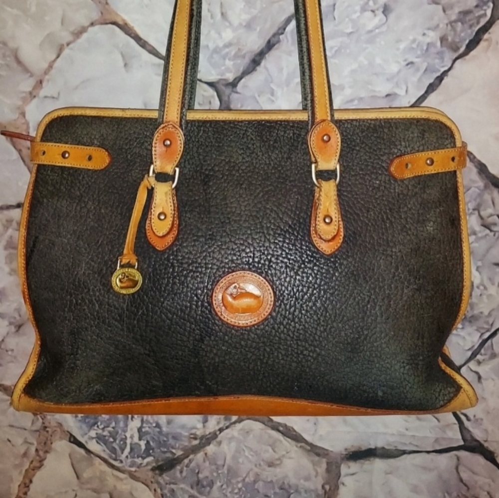 Vintage Dooney & Bourke Large Pebbled Leather Tote Hand Bag